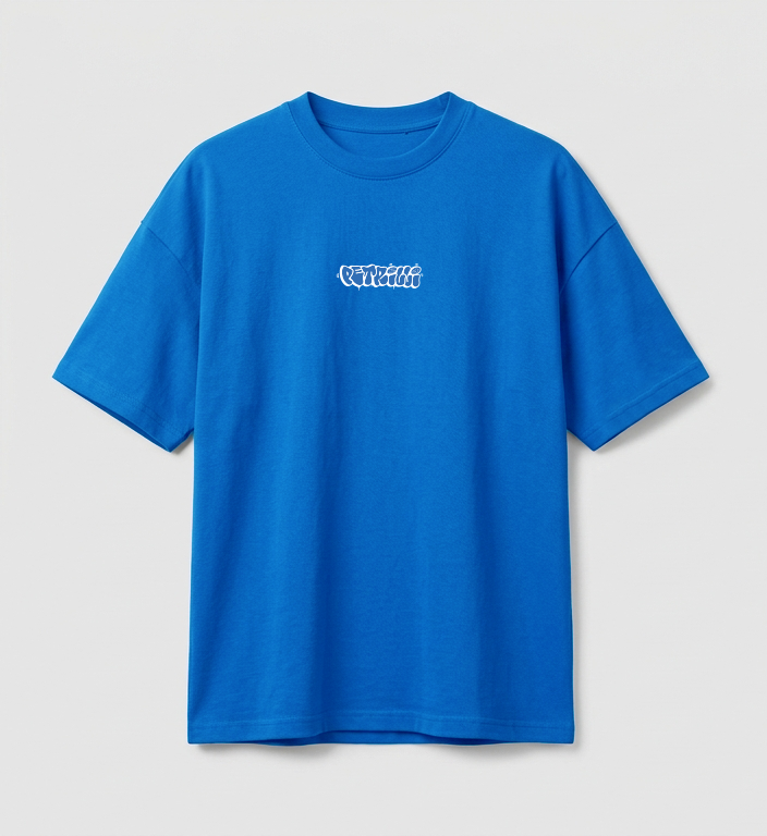 Camiseta azul Beba Água e Coma Frutas